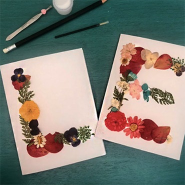 Pressed Flower Monogram Card