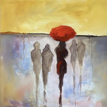 Red Umbrella Painting