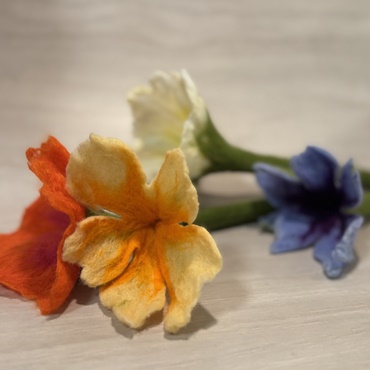 Wool Wet Felted Flowers
