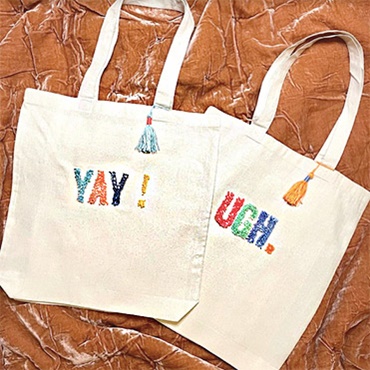 Punch Embroidered Yay/Ugh Tote