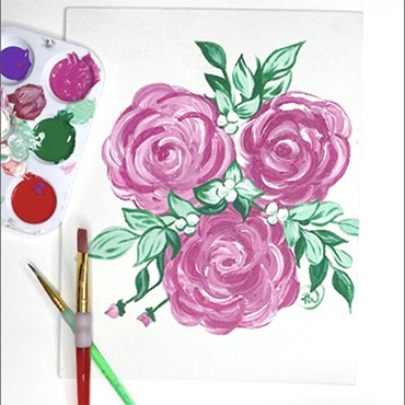 Acrylic Rose Painting 