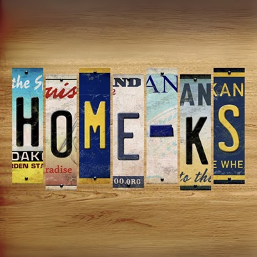 Metal License Plate Strip Wooden Sign